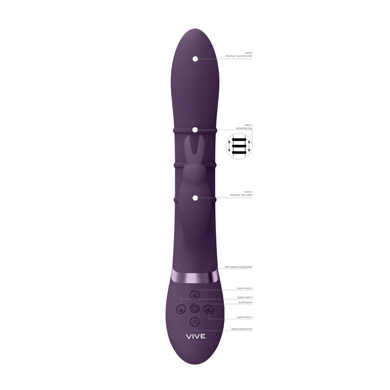 VIVE Sora -  -  24.2 cm USB Rechargeable Rabbit Vibrator featuring stimulating rings and controls.