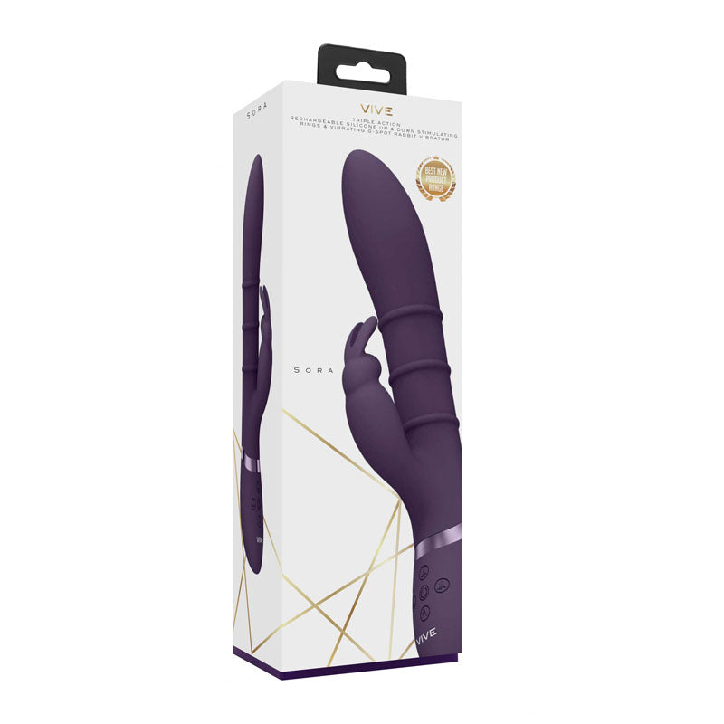 VIVE Sora -  -  24.2 cm USB Rechargeable Rabbit Vibrator packaging displayed on white background.