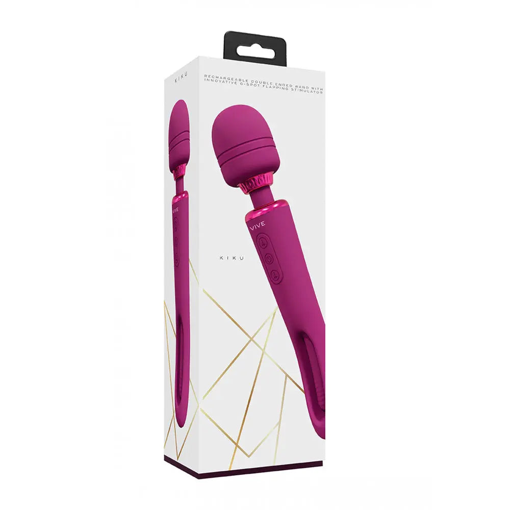 VIVE Kiku -  -  25.2 cm USB Rechargeable Dual End Massage Wand with Flapping Tip Shots Toys Discreet Intimate Essentials.