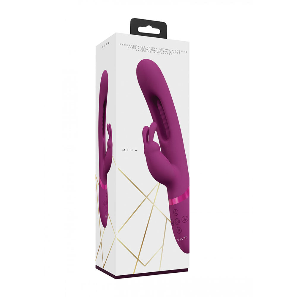 VIVE Mika -  -  23.2 cm USB Rechargeable Rabbit Vibrator with Flapping Shaft packaging design