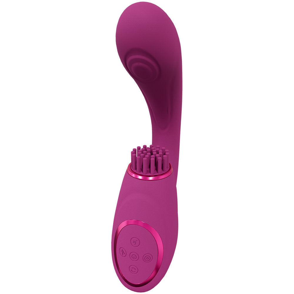 VIVE Gen -  -  USB Rechargeable Triple Motor Vibrator in vibrant pink with soft bristles for ultimate pleasure.