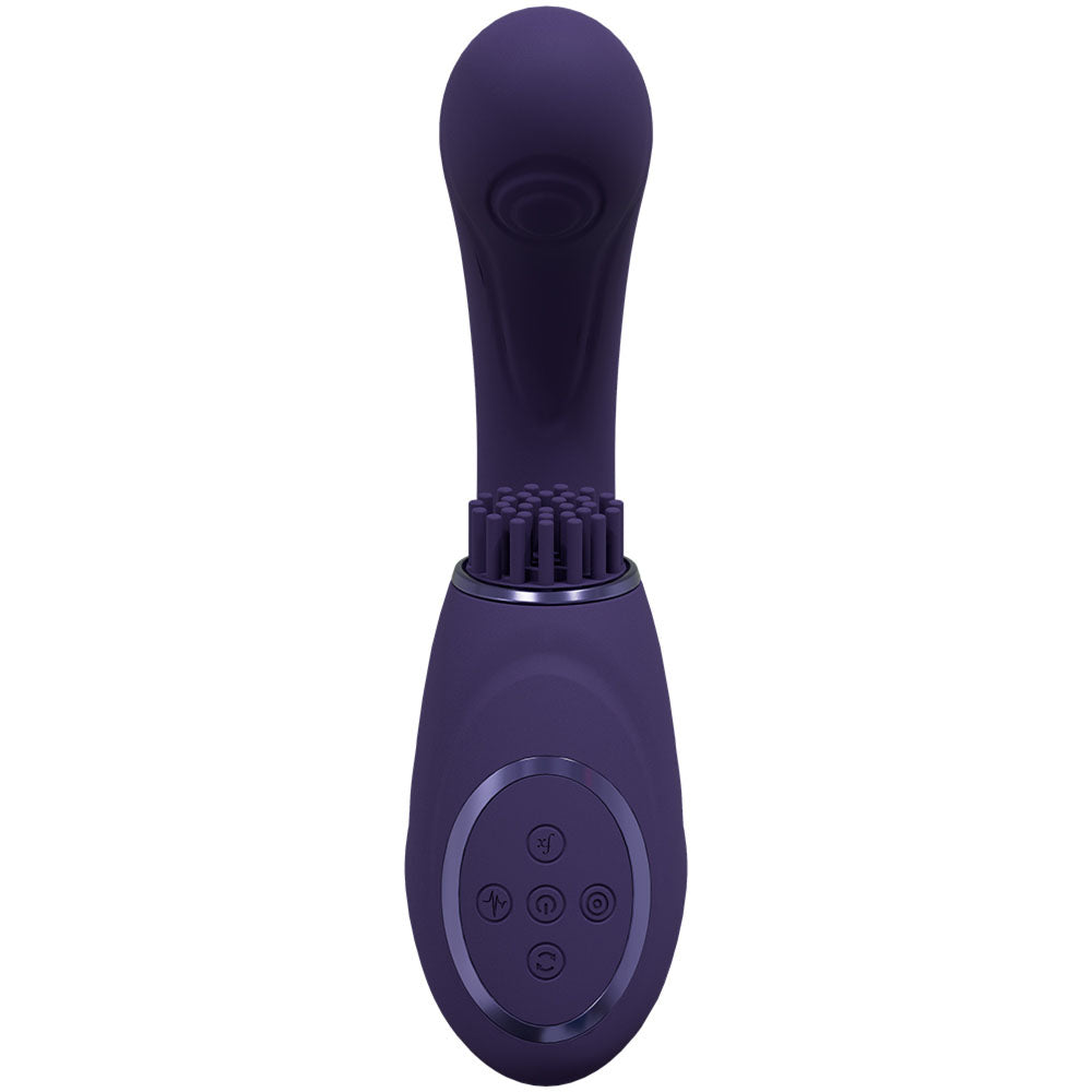 VIVE Gen -  -  USB Rechargeable Triple Motor Vibrator showing soft bristles and control buttons for ultimate pleasure experience.