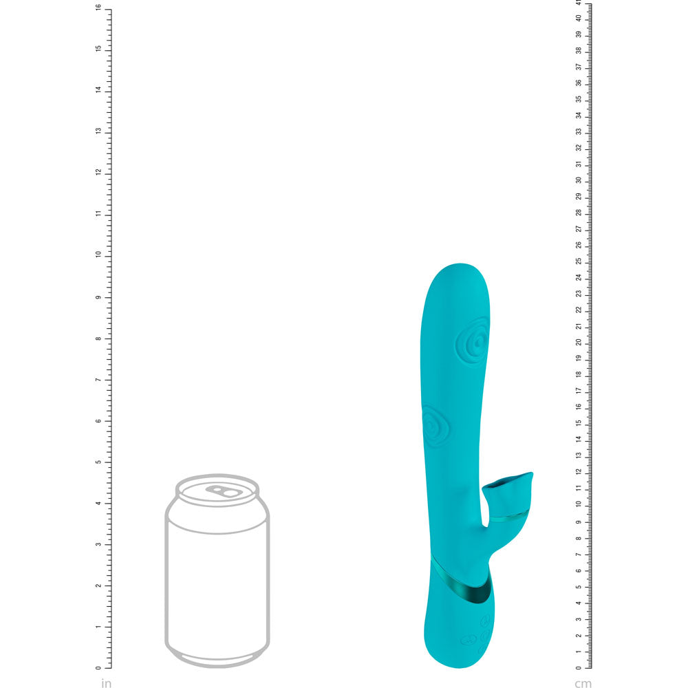 VIVE Fiore - 25 cm USB Rechargeable Tapping Rabbit Vibrator with G-spot vibration and clitoral stimulation.
