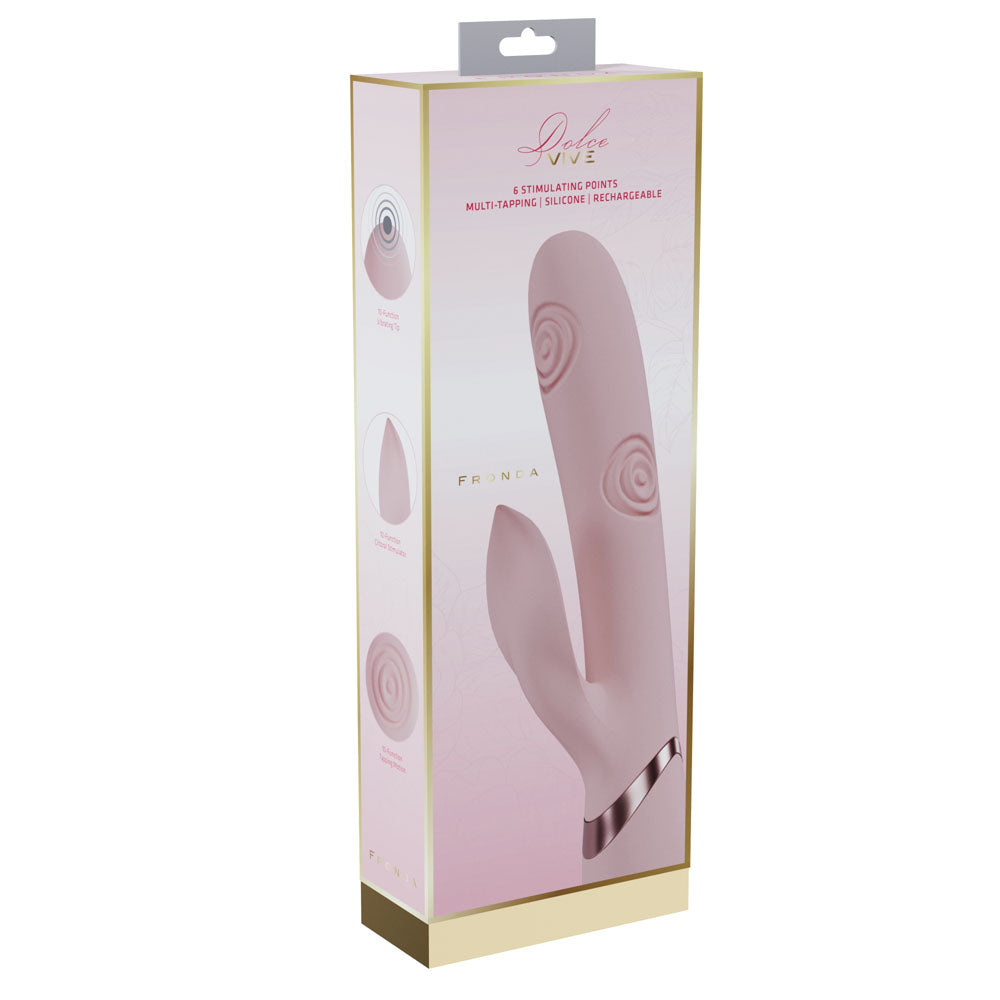 VIVE Fronda -  -  25 cm USB Rechargeable Tapping Rabbit Vibrator packaging showcasing design and features.