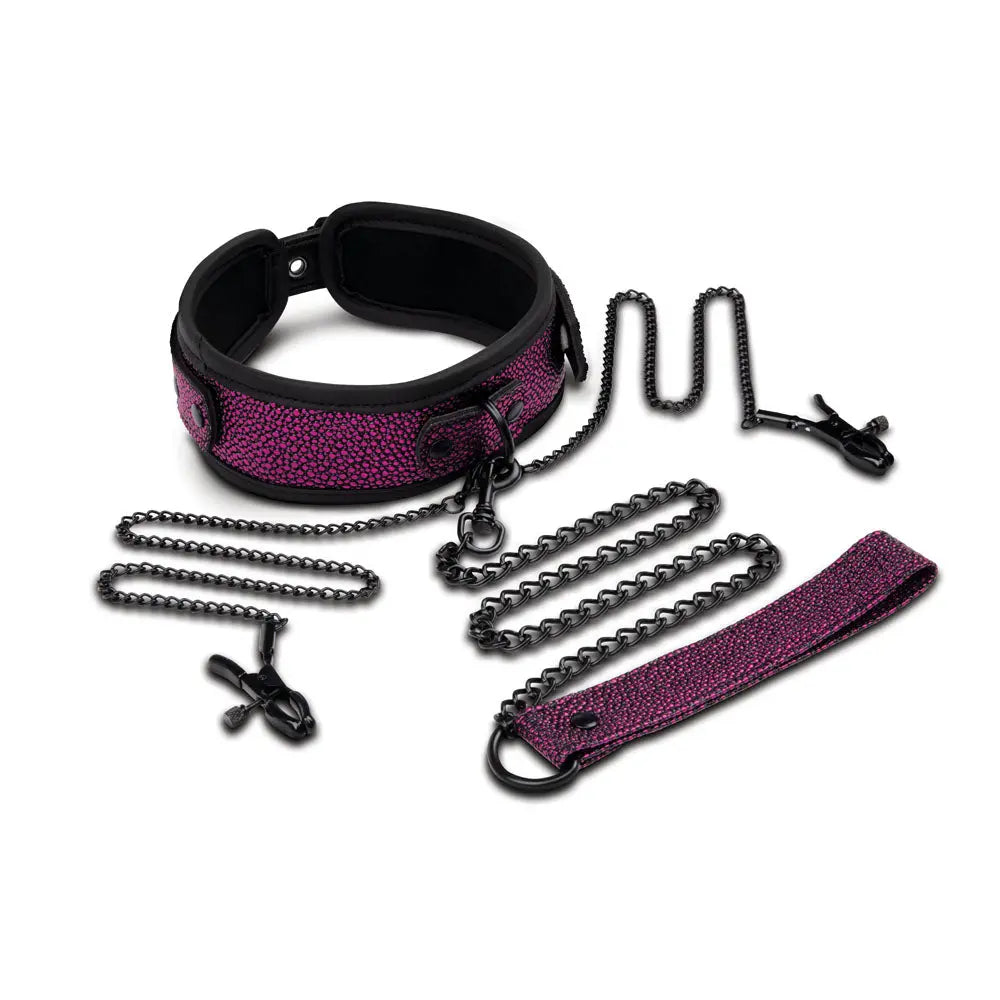 WhipSmart Dragons Lair Collar, Leash & Nipple Clips Set - /Black Restraints WhipSmart Discreet Intimate Essentials.