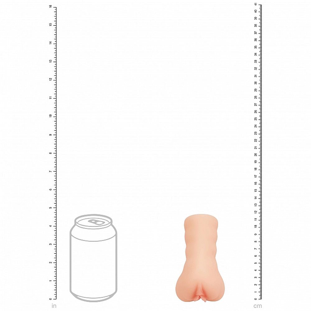 XKIN Pinup Girls - Misty Muffburner - 12 cm Vagina Stroker depicted alongside a can for size reference.