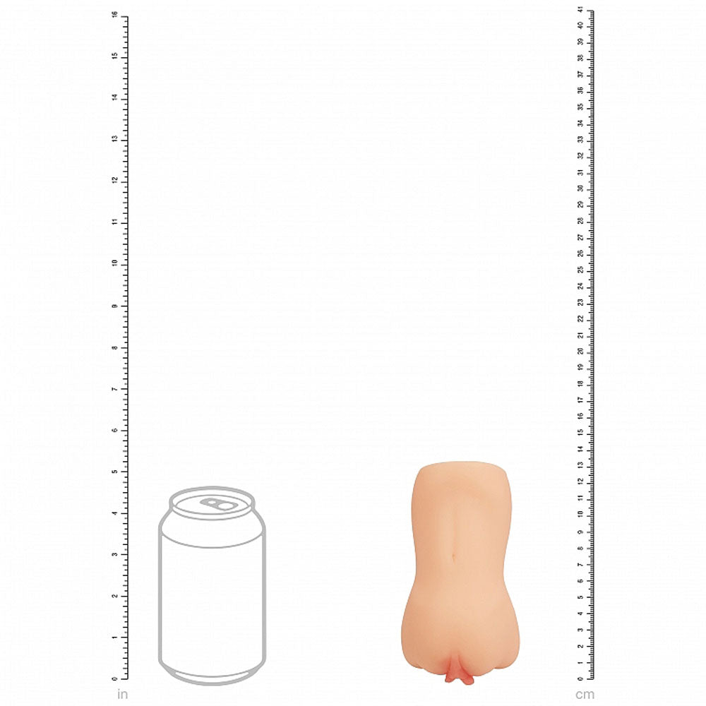 XKIN Career Girls - Amber Blowfile -  13.5 cm Vagina Stroker next to a soda can for size comparison.
