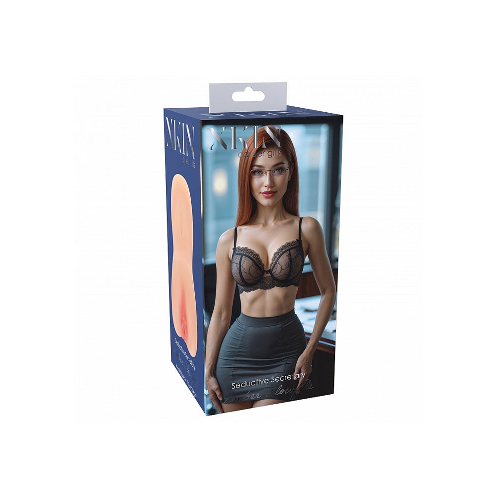 XKIN Career Girls - Amber Blowfile -  13.5 cm Vagina Stroker packaging featuring a seductive model.