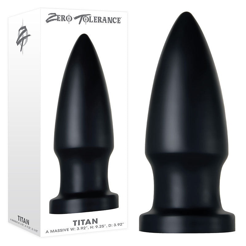 Zero Tolerance The Titan -  Giant Butt Plug in sleek black design, marketed for advanced users.