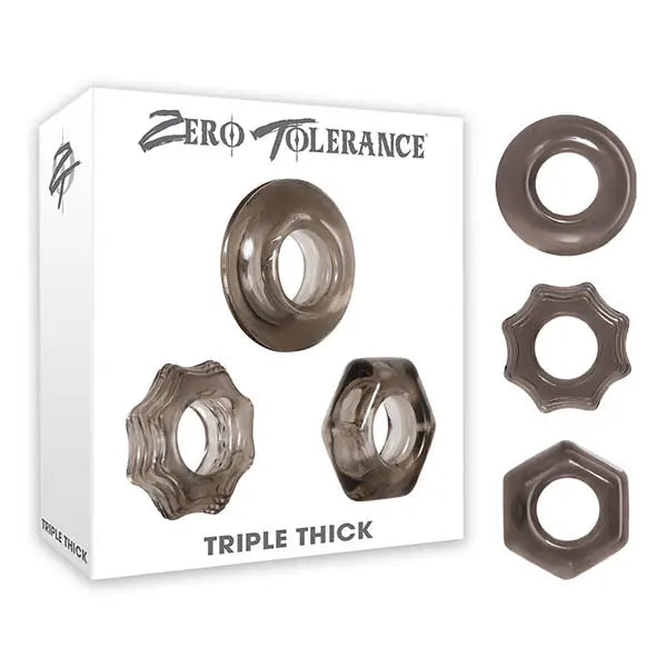Zero Tolerance Triple Thick - Smoke Cock Rings - Set of 3 Zero Tolerance Discreet Intimate Essentials.