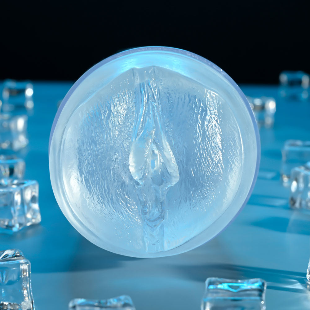 Zero Tolerance THE CHOICE - 21 cm Vagina Stroker with realistic vaginal entry and textured design on a blue background.