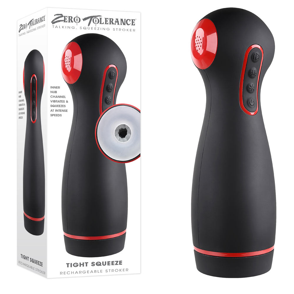 Zero Tolerance TIGHT SQUEEZE - USB Rechargeable Vibrating, Squeezing & Talking Stroker for ultimate pleasure.