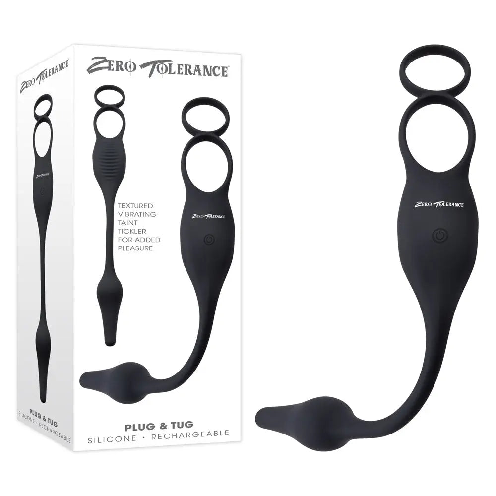 Zero Tolerance PLUG & TUG -  USB Rechargeable Vibrating Cock Ring with Anal Plug Zero Tolerance Discreet Intimate Essentials.