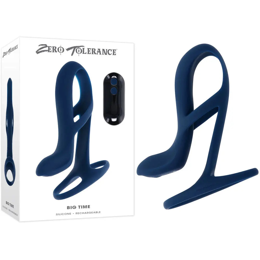 Affordable quality Zero Tolerance BIG TIME - Navy  USB Rechargeable Vibrating Penis Sleeve with Wireless Remote  from Zero Tolerance by Discreet Intimate Essentials with Discreet Delivery 