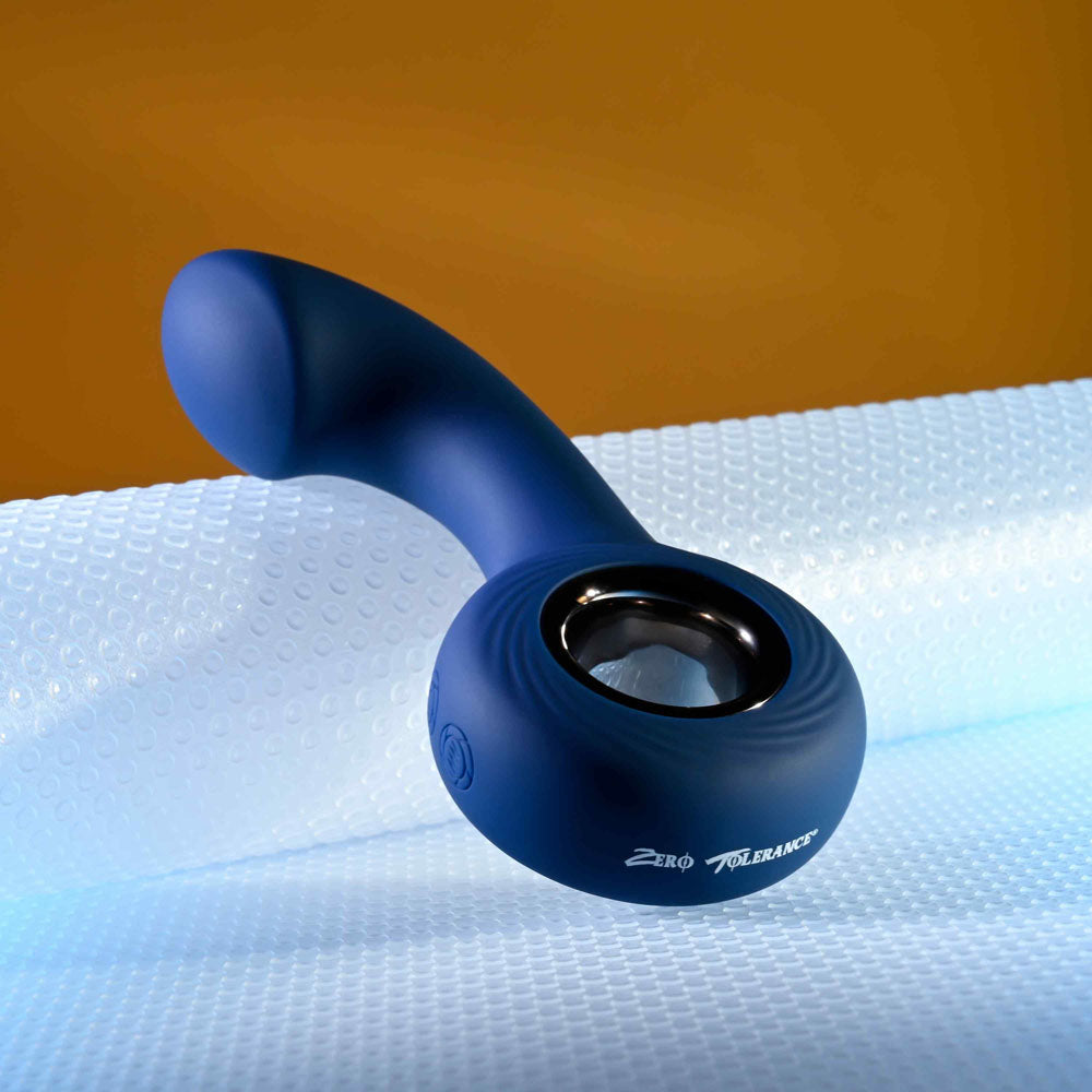 Zero Tolerance THE REACH -  13.8 cm USB Rechargeable Vibrating Anal Plug on bubble wrap background.