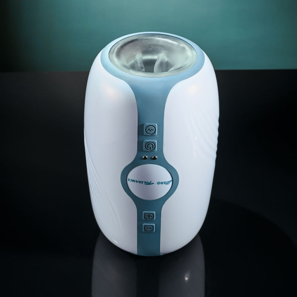 Zero Tolerance TOUCHDOWN - 15 cm USB Rechargeable Vibrating & Tightening Stroker in sleek design with intuitive controls.