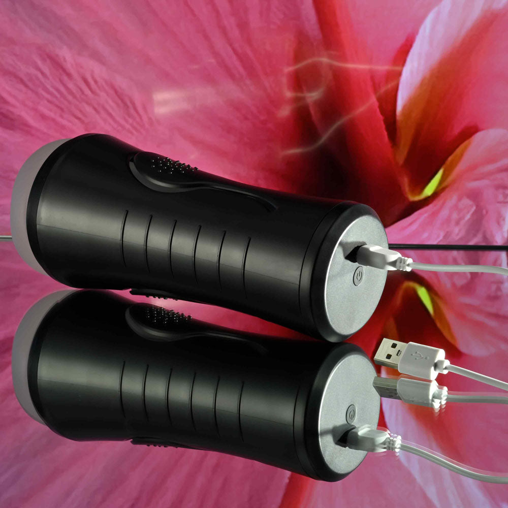 Zero Tolerance HOLD TIGHT - USB Rechargeable Vibrating Vagina Stroker with charging cable.