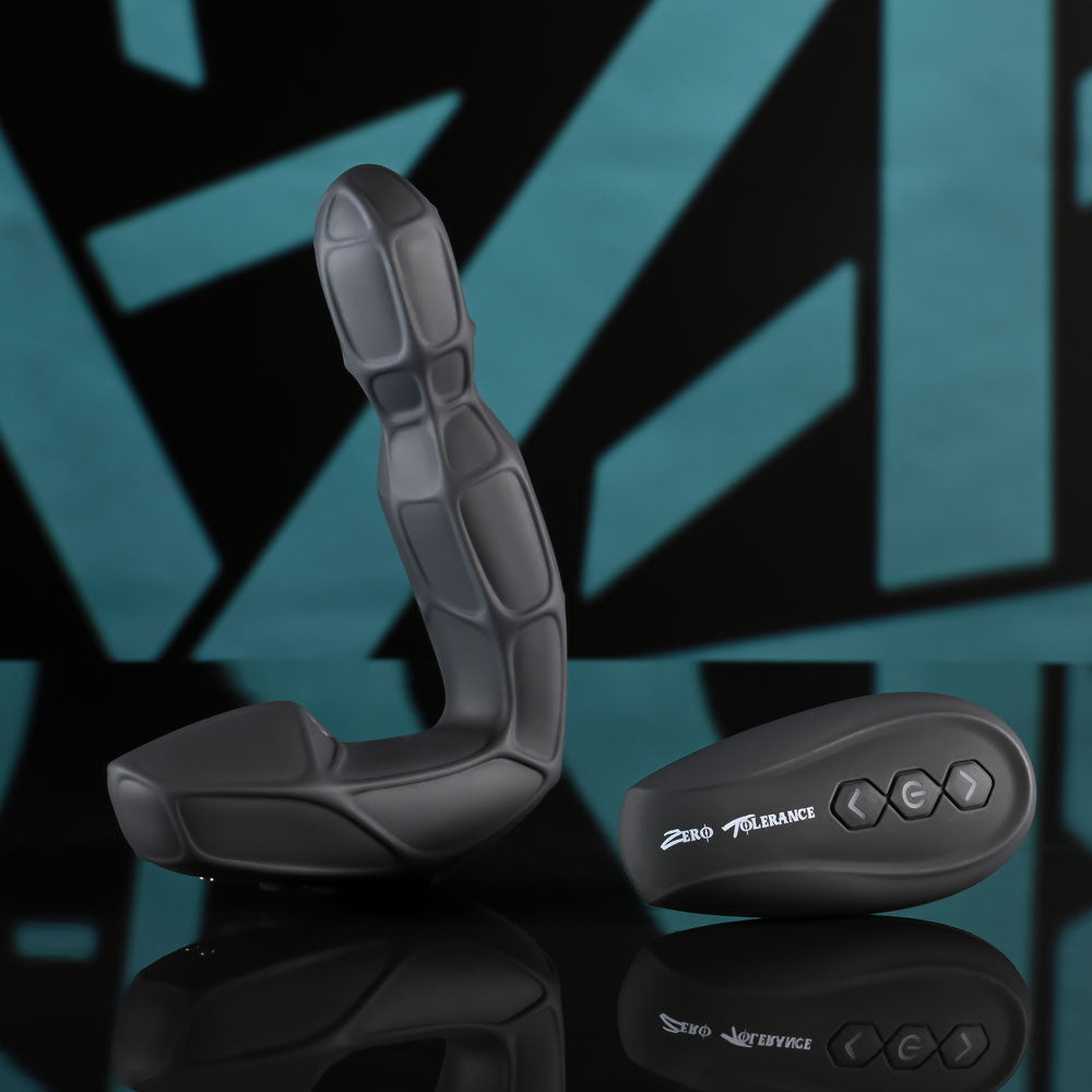 Zero Tolerance MR PROSTATE - 12.6 cm USB Rechargeable Prostate Massager with Wireless Remote on display.