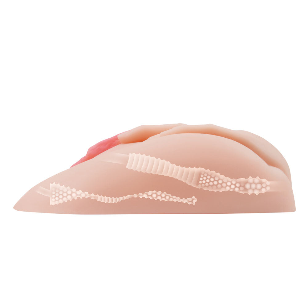 Zolo Stroke Off Spread It Pussy & Ass -  Vibrating Masturbator on display, showcasing its life-like design and texture.