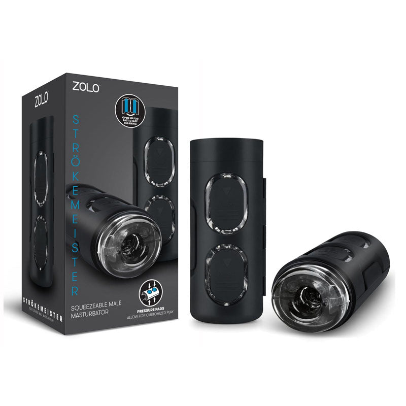 Zolo Strokemeister -  Squeezable Masturbator with packaging and product design for enhanced pleasure.