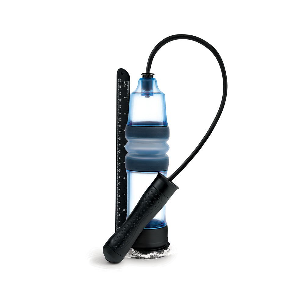 Zolo Aquapump Compact Auto -  Auto Water Penis Pump with flexible hose and measuring ruler for precise results.