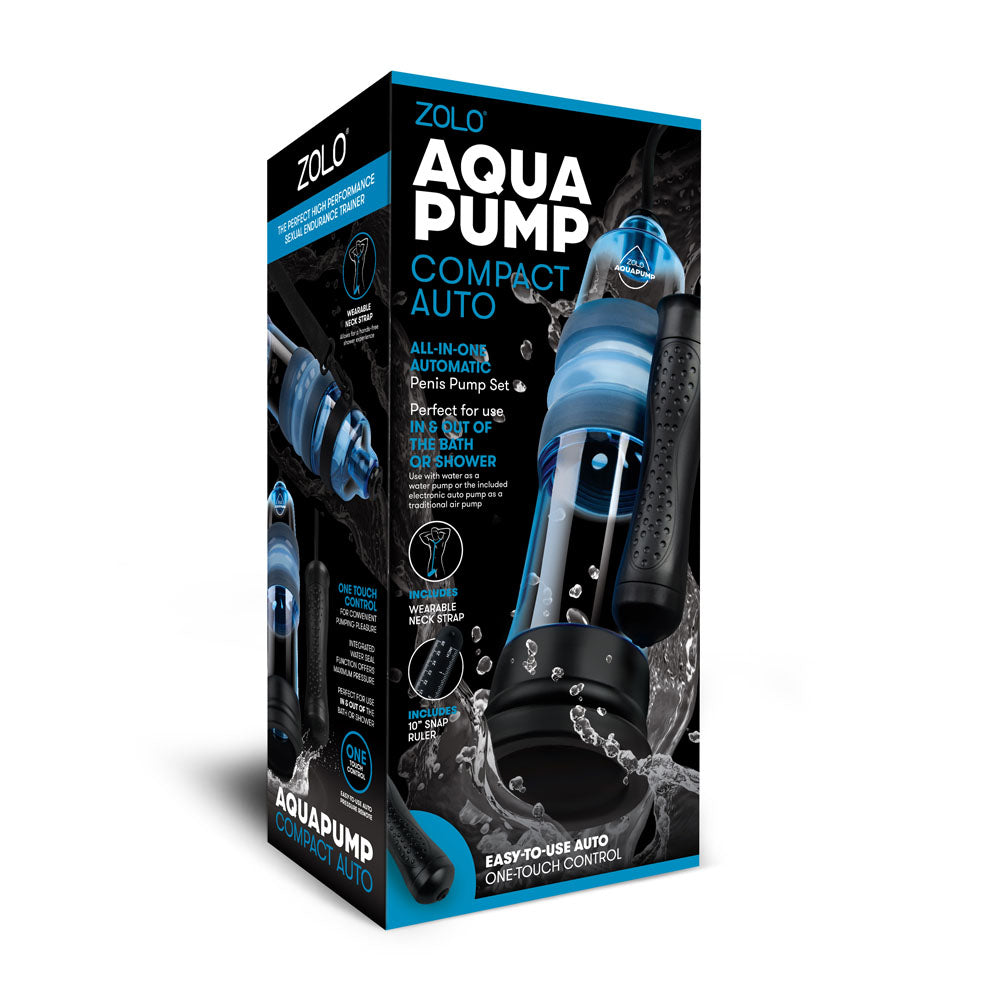 Zolo Aquapump Compact Auto - Auto Water Penis Pump with sleek design, ideal for pleasure in bath or shower.