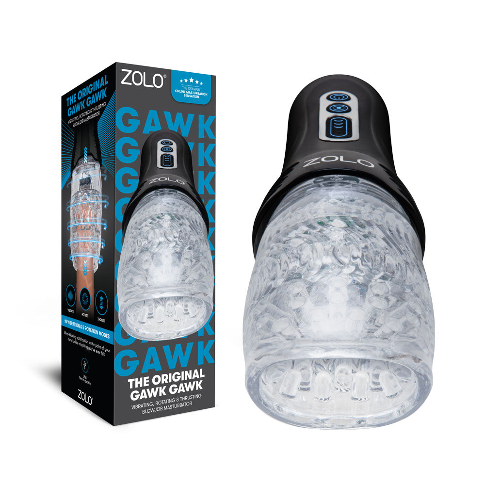 Zolo The Original Gawk Gawk - USB Rechargeable Vibrating, Rotating & Thrusting Masturbator with packaging