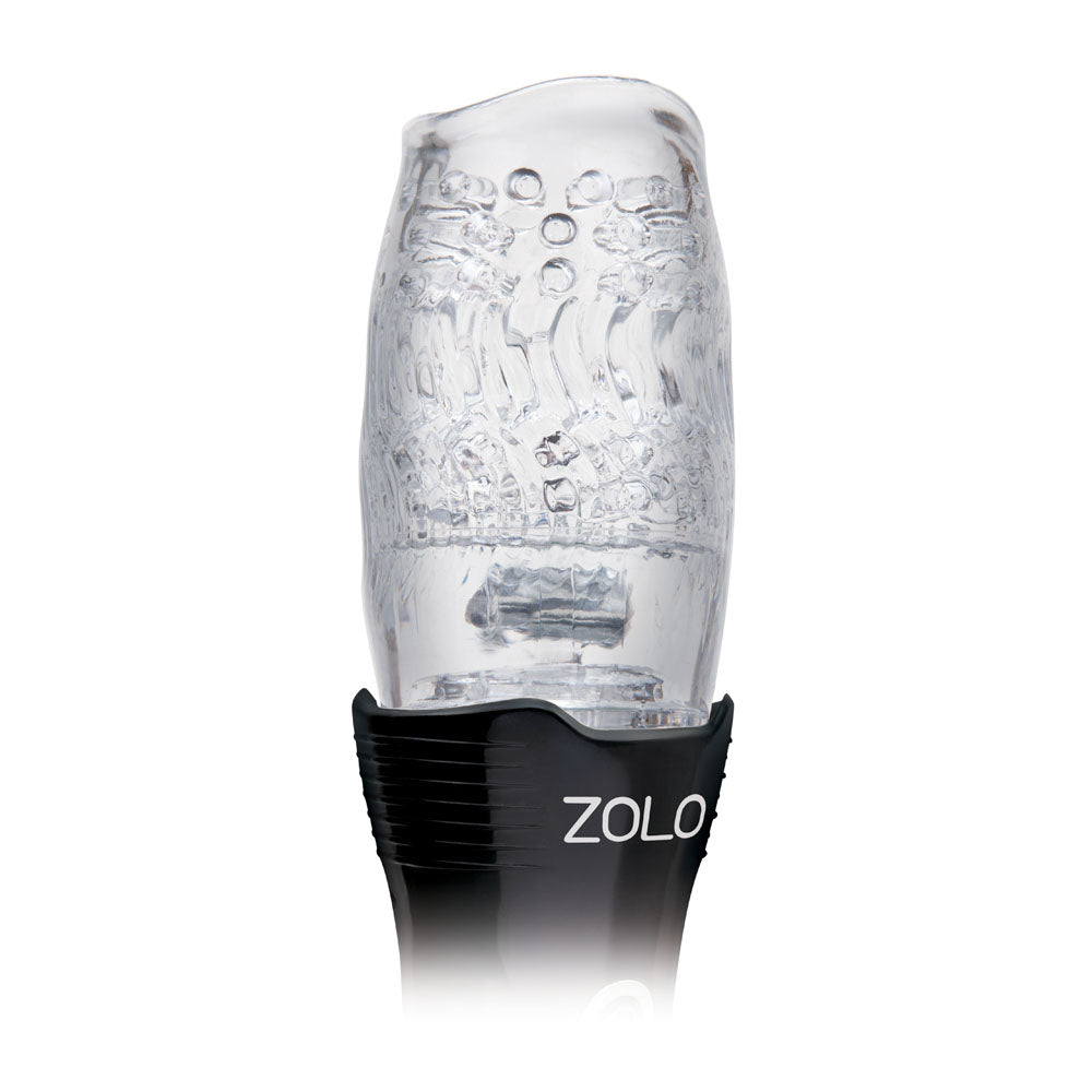 Zolo The Original Gawk Gawk -  USB Rechargeable Vibrating, Rotating & Thrusting Masturbator close-up view of the textured sleeve.