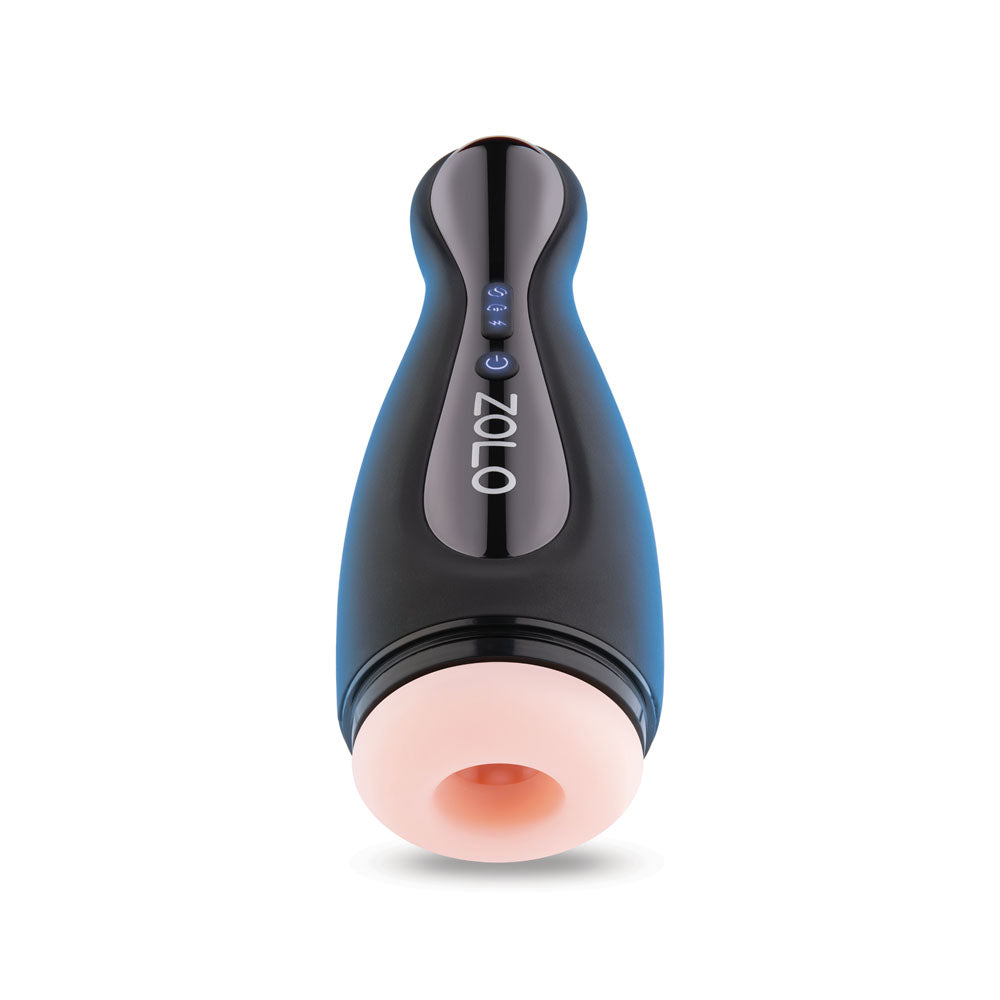 Zolo Blowpin -  USB Rechargeable Auto Sucking and Vibrating Masturbator in sleek black design with realistic texture.