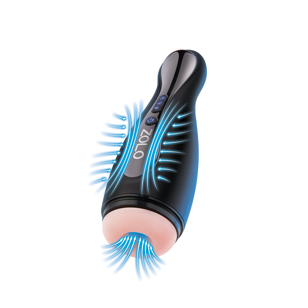 Zolo Blowpin -  USB Rechargeable Auto Sucking and Vibrating Masturbator with blue light features.
