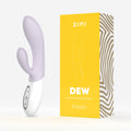 Zini Dew - Hydrangea 20 cm USB Rechargeable Rabbit Vibrator with box displaying dual pleasure features.