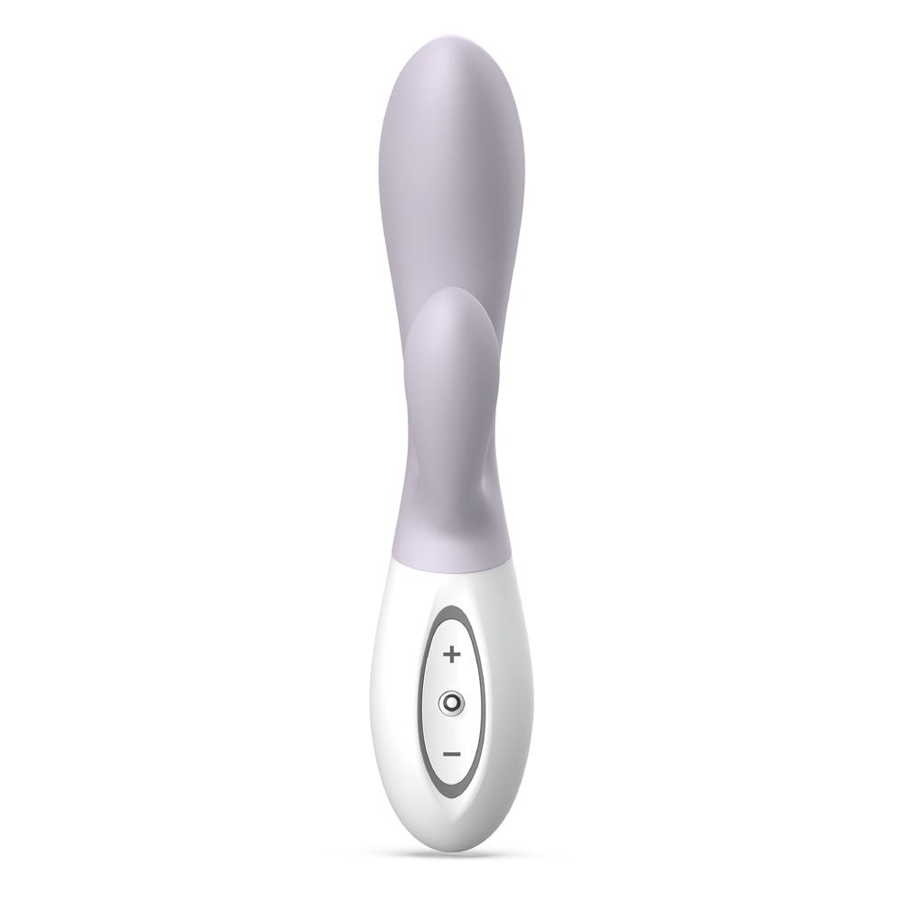 Zini Dew -  Hydrangea 20 cm USB Rechargeable Rabbit Vibrator showcasing its sleek design and control interface.
