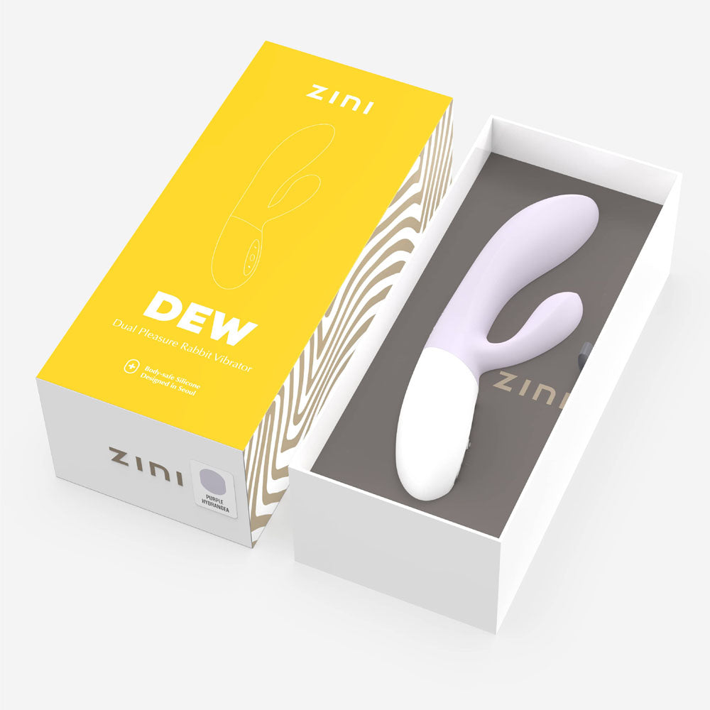 Zini Dew -  Hydrangea 20 cm USB Rechargeable Rabbit Vibrator in stylish packaging.