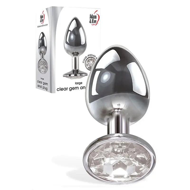 Adam & Eve Clear Gem Anal Plug - Large - Metallic 9.5 cm Large Butt Plug with Clear Gem Base Adam & Eve Discreet Intimate Essentials.
