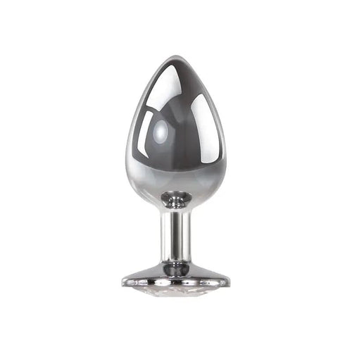 Adam & Eve Clear Gem Anal Plug - Large - Metallic 9.5 cm Large Butt Plug with Clear Gem Base Adam & Eve Discreet Intimate Essentials.