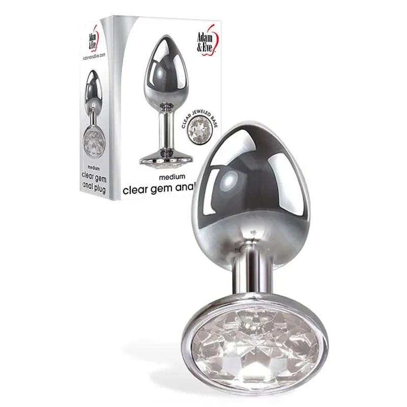 Adam & Eve Clear Gem Anal Plug - Medium - Metallic 8.2 cm Medium Butt Plug with Clear Gem Base Adam & Eve Discreet Intimate Essentials.