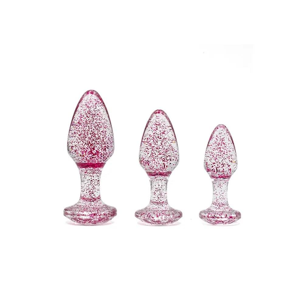 Adam & Eve Glitter Gem 3-Piece Butt Plug Set -  - Glitter  Butt Plugs - Set of 3 Sizes Adam & Eve Discreet Intimate Essentials.