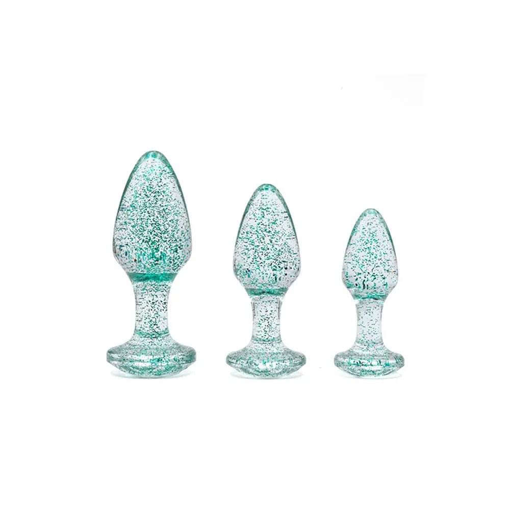 Adam & Eve Glitter Gem 3-Piece Butt Plug Set -  - Glitter  Butt Plugs - Set of 3 Sizes Adam & Eve Discreet Intimate Essentials.