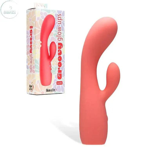Adam & Eve GROOVY GLOW-UPS Curvie -  17.8 cm USB Rechargeable Rabbit Vibrator Adam & Eve Discreet Intimate Essentials.