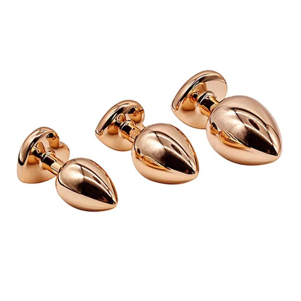 Adam & Eve  HEART GEM ANAL TRAINING SET -  Metal Anal Plugs with Pink Gem Bases - Set of 3 Sizes Adam & Eve Discreet Intimate Essentials.