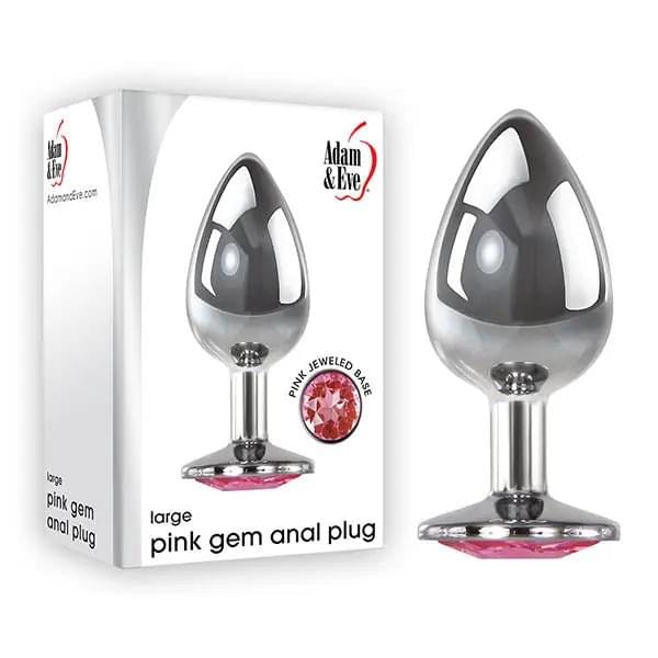 Adam & Eve Pink Gem Anal Plug - Large - Silver Large cm Metal Butt Plug with Pink Gem Adam & Eve Discreet Intimate Essentials.