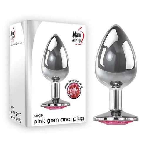 Adam & Eve Pink Gem Anal Plug - Large - Silver Large cm Metal Butt Plug with Pink Gem Adam & Eve Discreet Intimate Essentials.