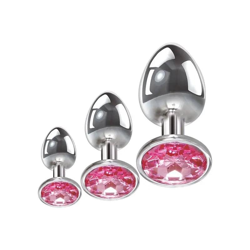 Adam & Eve Pink Gem Anal Plug Set - Metallic Butt Plugs with Gems - Set of 3 Sizes Adam & Eve Discreet Intimate Essentials.