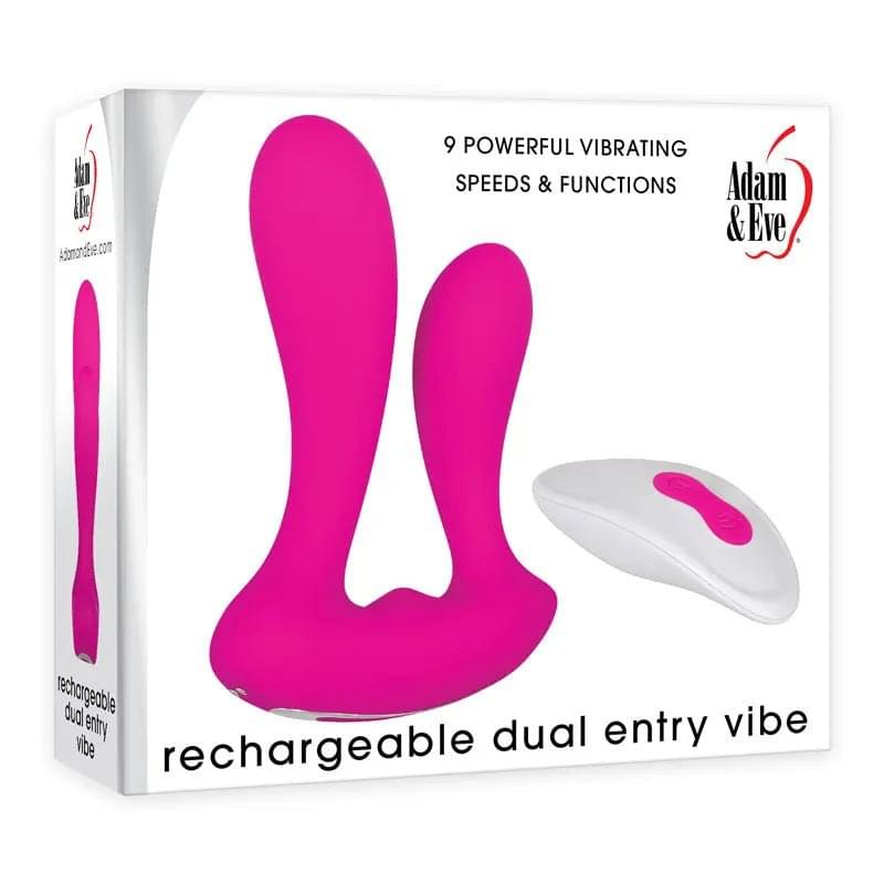 Adam & Eve Rechargeable Dual Entry Vibe -  USB Rechargeable Vibrator with Remote Control Adam & Eve Discreet Intimate Essentials.