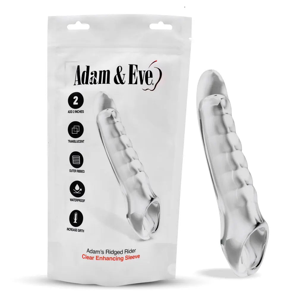 Shop affordable quality Adam & Eve Ridged Rider - 22.9 cm Penis Extension Sleeve - Discreet Intimate Essentials - SLEEVES - Adam & Eve
