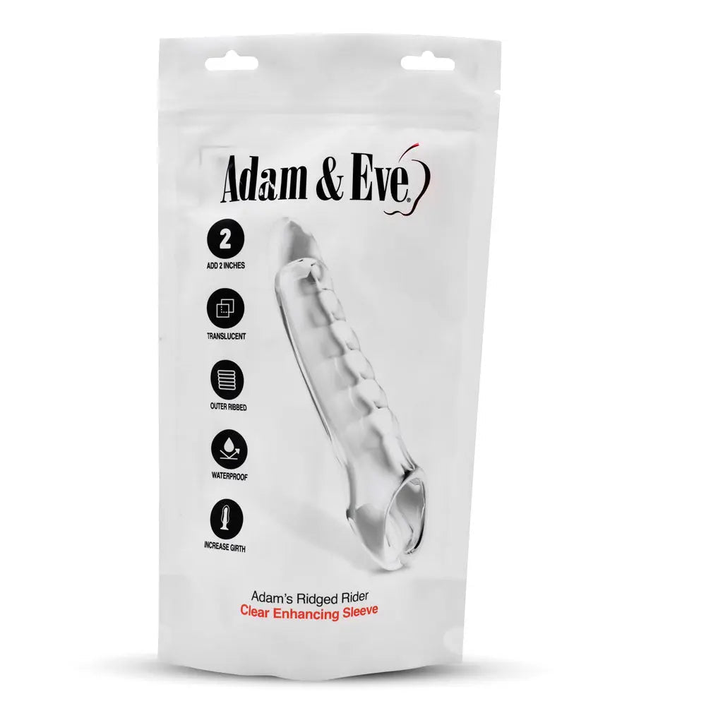 Shop affordable quality Adam & Eve Ridged Rider - 22.9 cm Penis Extension Sleeve - Discreet Intimate Essentials - SLEEVES - Adam & Eve