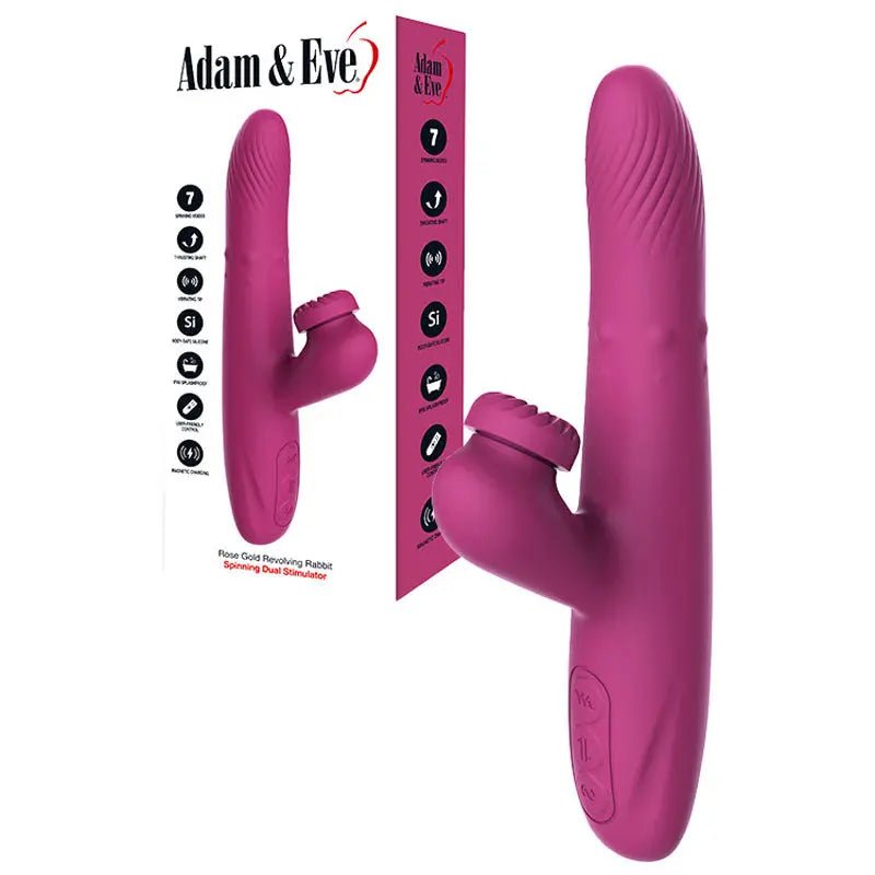Shop affordable quality Adam & Eve ROSE GOLD REVOLVING RABBIT - 22.5 cm USB Rechargeable Spinning & Thrusting Rabbit Vibrator - Discreet Intimate Essentials - VIBRATORS - Adam & Eve