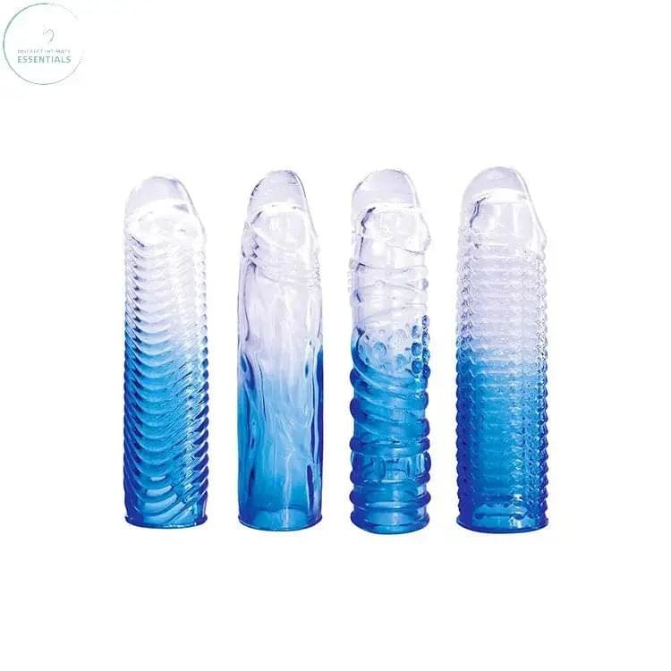 Adam & Eve SAPPHIRE Sleeve Set -  Clear Penis Sleeve Set - Set of 4 Adam & Eve Discreet Intimate Essentials.