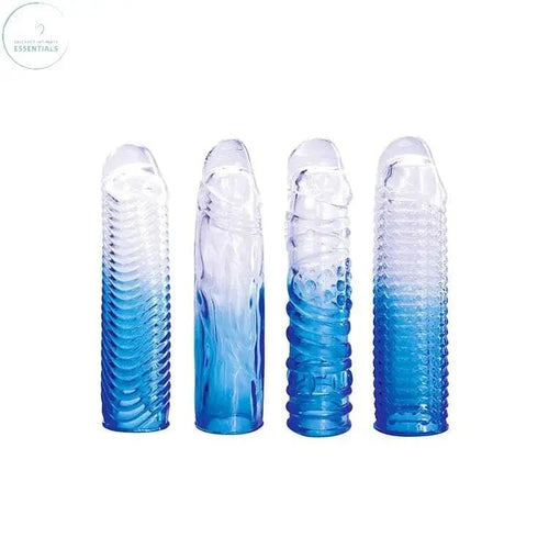 Adam & Eve SAPPHIRE Sleeve Set -  Clear Penis Sleeve Set - Set of 4 Adam & Eve Discreet Intimate Essentials.