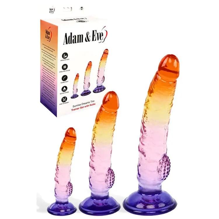Adam & Eve SUNSET DREAMS TRIO - Multicoloured - Multicoloured Dildos - Set of 3 Sizes Adam & Eve Discreet Intimate Essentials.
